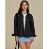 imageluvamia Denim Jackets for Women Trendy Oversized Long Sleeve Button Down Jean Jacket Casual Shacket with Patch PocketsWashed Black