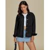 imageluvamia Denim Jackets for Women Trendy Oversized Long Sleeve Button Down Jean Jacket Casual Shacket with Patch PocketsWashed Black