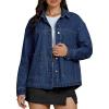 imageluvamia Denim Jackets for Women Trendy Oversized Long Sleeve Button Down Jean Jacket Casual Shacket with Patch PocketsClassic Blue