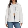 imageluvamia Denim Jackets for Women Trendy Oversized Long Sleeve Button Down Jean Jacket Casual Shacket with Patch PocketsCream White