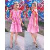 imageluvamia 2025 Denim Dress for Women Summer Babydoll Sleeveless Ruffle Sleeve Mini Dresses Loose Flowy Swing Pleated DressAurora Pink