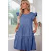 imageluvamia 2025 Denim Dress for Women Summer Babydoll Sleeveless Ruffle Sleeve Mini Dresses Loose Flowy Swing Pleated DressBay Blue