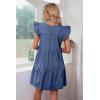 imageluvamia 2025 Denim Dress for Women Summer Babydoll Sleeveless Ruffle Sleeve Mini Dresses Loose Flowy Swing Pleated DressBay Blue
