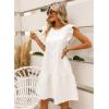 imageluvamia 2025 Denim Dress for Women Summer Babydoll Sleeveless Ruffle Sleeve Mini Dresses Loose Flowy Swing Pleated DressBrilliant White
