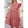 imageluvamia 2025 Denim Dress for Women Summer Babydoll Sleeveless Ruffle Sleeve Mini Dresses Loose Flowy Swing Pleated DressDesert Rose