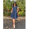 imageluvamia 2025 Denim Dress for Women Summer Babydoll Sleeveless Ruffle Sleeve Mini Dresses Loose Flowy Swing Pleated DressReef Blue