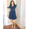 imageluvamia 2025 Denim Dress for Women Summer Babydoll Sleeveless Ruffle Sleeve Mini Dresses Loose Flowy Swing Pleated DressReef Blue