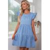 imageluvamia 2025 Denim Dress for Women Summer Babydoll Sleeveless Ruffle Sleeve Mini Dresses Loose Flowy Swing Pleated DressRoadknight Blue
