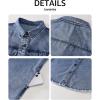 imageluvamia Denim Dresses for Women Distressed Summer Short Sleeve Button Down Collared Raw Hem Jean Shirt Dress with PocketBay Blue