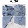 imageluvamia Denim Dresses for Women Distressed Summer Short Sleeve Button Down Collared Raw Hem Jean Shirt Dress with PocketRoadknight Blue