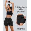 imageluvamia Tennis Skorts for Woman High Waisted Athletic Cargo Pull On Elastic Waist Stretchy Wrap Golf Skirts with ShortsBlack