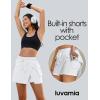 imageluvamia Tennis Skorts for Woman High Waisted Athletic Cargo Pull On Elastic Waist Stretchy Wrap Golf Skirts with ShortsCream White