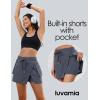 imageluvamia Tennis Skorts for Woman High Waisted Athletic Cargo Pull On Elastic Waist Stretchy Wrap Golf Skirts with ShortsDark Blue Gray