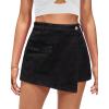 imageluvamia Denim Skorts for Woman Cargo Faux Wrap Jean Skort Skirts Stretchy High Waisted Skirt Shorts Country Concert WearTrue Black