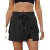 imageluvamia Tennis Skorts for Woman High Waisted Athletic Cargo Pull On Elastic Waist Stretchy Wrap Golf Skirts with ShortsBlack