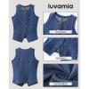 imageluvamia Denim Vest for Women Sleeveless Strechy Jean Vest Top Button Down Crewneck Casual Summer Western Tank WaistcoatClassic Blue