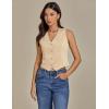 imageluvamia Vest Tops for Women Trendy Fashion Casual Summer Cropped Dressy Suit Vest Button Up Sleeveless Waistcoat VestsPearl Ivory