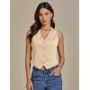 imageluvamia Vest Tops for Women Trendy Fashion Casual Summer Cropped Dressy Suit Vest Button Up Sleeveless Waistcoat VestsPearl Ivory