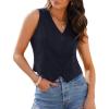 imageluvamia Vest Tops for Women Trendy Fashion Casual Summer Cropped Dressy Suit Vest Button Up Sleeveless Waistcoat VestsDark Blue