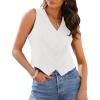 imageluvamia Vest Tops for Women Trendy Fashion Casual Summer Cropped Dressy Suit Vest Button Up Sleeveless Waistcoat VestsWhite