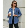 imageluvamia 2025 Jean Jackets for Women Fashion Denim Jacket Western Oversized Shacket Jacket Button Up with PocketsClassic Blue
