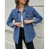 imageluvamia 2025 Jean Jackets for Women Fashion Denim Jacket Western Oversized Shacket Jacket Button Up with PocketsClassic Blue