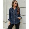 imageluvamia 2025 Jean Jackets for Women Fashion Denim Jacket Western Oversized Shacket Jacket Button Up with PocketsDark Blue