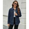 imageluvamia 2025 Jean Jackets for Women Fashion Denim Jacket Western Oversized Shacket Jacket Button Up with PocketsDark Blue