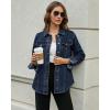 imageluvamia 2025 Jean Jackets for Women Fashion Denim Jacket Western Oversized Shacket Jacket Button Up with PocketsDark Blue