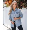 imageluvamia 2025 Jean Jackets for Women Fashion Denim Jacket Western Oversized Shacket Jacket Button Up with PocketsLakeside Blue
