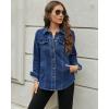 imageluvamia 2025 Jean Jackets for Women Fashion Denim Jacket Western Oversized Shacket Jacket Button Up with PocketsNightfall Blue