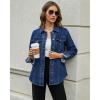 imageluvamia 2025 Jean Jackets for Women Fashion Denim Jacket Western Oversized Shacket Jacket Button Up with PocketsNightfall Blue