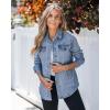 imageluvamia 2025 Jean Jackets for Women Fashion Denim Jacket Western Oversized Shacket Jacket Button Up with PocketsSeaport Blue