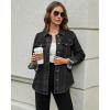 imageluvamia 2025 Jean Jackets for Women Fashion Denim Jacket Western Oversized Shacket Jacket Button Up with PocketsWashed Black