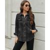 imageluvamia 2025 Jean Jackets for Women Fashion Denim Jacket Western Oversized Shacket Jacket Button Up with PocketsWashed Black