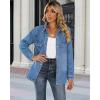 imageluvamia 2025 Spring Jean Jackets for Women Fashion Oversized Button Down Denim Jacket Western Shacket Jacket with PocketsMedium Blue