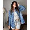 imageluvamia 2025 Spring Jean Jackets for Women Fashion Oversized Button Down Denim Jacket Western Shacket Jacket with PocketsMedium Blue