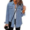 imageluvamia 2025 Jean Jackets for Women Fashion Denim Jacket Western Oversized Shacket Jacket Button Up with PocketsSeaport Blue