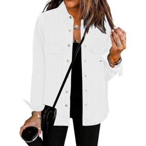 imageluvamia 2025 Spring Jean Jackets for Women Fashion Oversized Button Down Denim Jacket Western Shacket Jacket with PocketsOffwhite