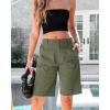 imageluvamia Bermuda Shorts for Women Knee Length High Waisted Cotton Elastic Wasit Summer Dressy Casual Long Chino ShortsArmy Green