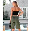 imageluvamia Bermuda Shorts for Women Knee Length High Waisted Cotton Elastic Wasit Summer Dressy Casual Long Chino ShortsArmy Green