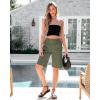 imageluvamia Bermuda Shorts for Women Knee Length High Waisted Cotton Elastic Wasit Summer Dressy Casual Long Chino ShortsArmy Green