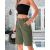 imageluvamia Bermuda Shorts for Women Knee Length High Waisted Cotton Elastic Wasit Summer Dressy Casual Long Chino ShortsArmy Green