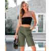 imageluvamia Bermuda Shorts for Women Knee Length High Waisted Cotton Elastic Wasit Summer Dressy Casual Long Chino ShortsArmy Green