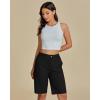 imageluvamia Bermuda Shorts for Women Knee Length High Waisted Cotton Elastic Wasit Summer Dressy Casual Long Chino ShortsBlack