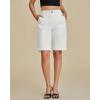 imageluvamia Bermuda Shorts for Women Knee Length High Waisted Cotton Elastic Wasit Summer Dressy Casual Long Chino ShortsCream White