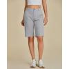 imageluvamia Bermuda Shorts for Women Knee Length High Waisted Cotton Elastic Wasit Summer Dressy Casual Long Chino ShortsGray