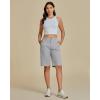 imageluvamia Bermuda Shorts for Women Knee Length High Waisted Cotton Elastic Wasit Summer Dressy Casual Long Chino ShortsGray