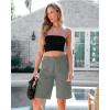 imageluvamia Bermuda Shorts for Women Knee Length High Waisted Cotton Elastic Wasit Summer Dressy Casual Long Chino ShortsGray Green