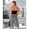 imageluvamia Bermuda Shorts for Women Knee Length High Waisted Cotton Elastic Wasit Summer Dressy Casual Long Chino ShortsGray Green